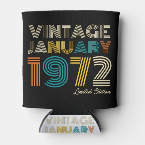 Vintage January 1972 52nd Birthday Can Cooler