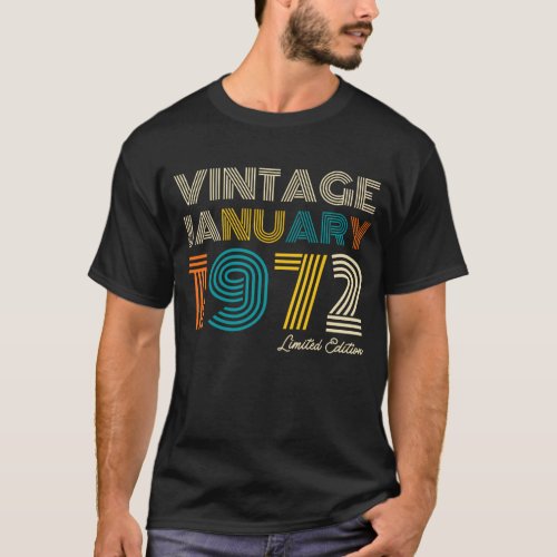 Vintage January 1972 52nd Birthday T_Shirt