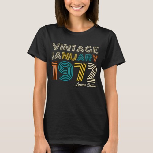 Vintage January 1972 52nd Birthday T_Shirt