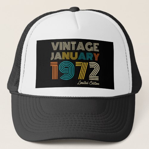 Vintage January 1972 52nd Birthday Trucker Hat