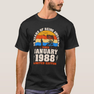 Vintage January 1988 35 Year Old Fishing  35th Bir T-Shirt