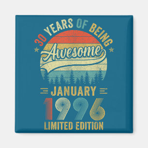 Vintage January 1996 Old 30th Birthday Men Women  Magnet