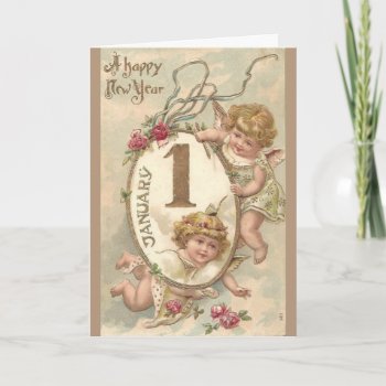 Vintage - January 1st - Happy New Year  Card by AsTimeGoesBy at Zazzle