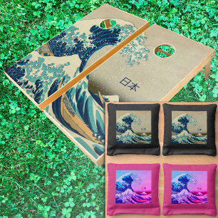Vintage Japan & Great Wave off Kanagawa Art Cornhole Bags
