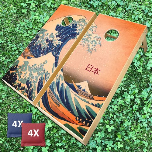 Vintage Japan  Great Wave off Kanagawa Art Cornhole Set