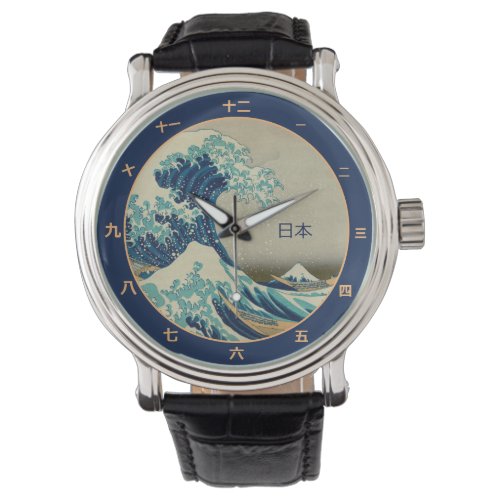Vintage Japan  Great Wave off Kanagawa kanji art Watch