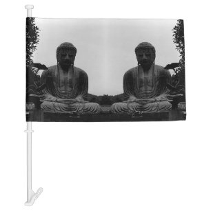 Vintage Japan Kamakura Great Buddha Magnet Car Flag