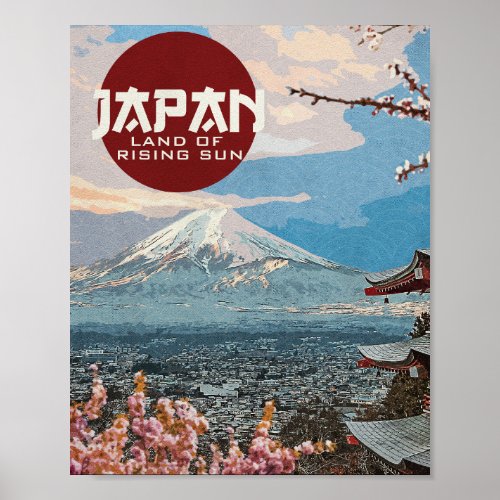 Vintage Japan Mt Fuji Travel Poster
