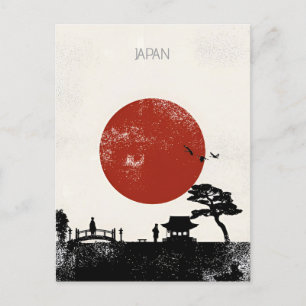 Vintage Japan tokyo Travel watercolor Asia  Postcard