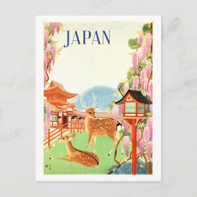 Vintage Japan Travel Poster Postcard (Front)