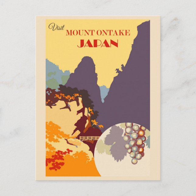Vintage Japan Visit Mount Ontake Travel Postcard (Front)