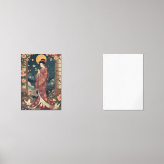 Vintage Japanese Anime Kimono Girl Aesthetic Art P Wall Art Sets