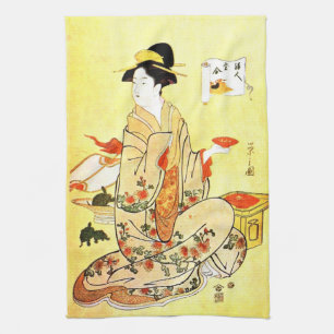 Vintage Japanese art kitchen towel