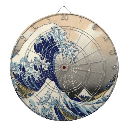 vintage japanese  art ocean landscape great wave dart board