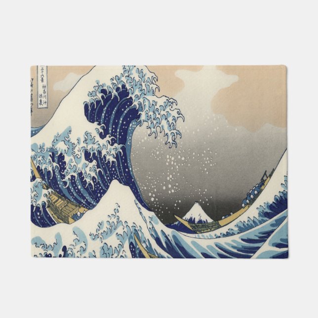 vintage japanese  art ocean landscape great wave doormat (Front)