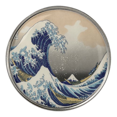 vintage japanese  art ocean landscape great wave golf ball marker