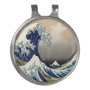 vintage japanese art ocean landscape great wave golf hat clip