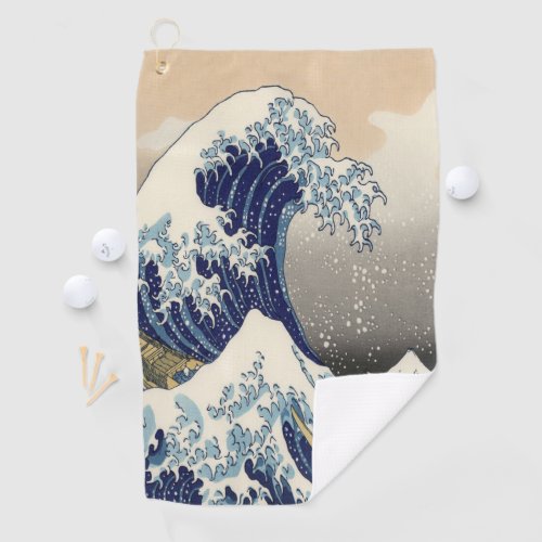 vintage japanese  art ocean landscape great wave golf towel
