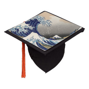 vintage japanese art ocean landscape great wave graduation cap topper