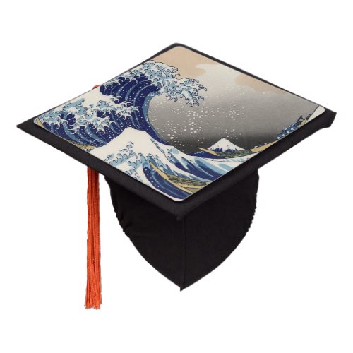 vintage japanese  art ocean landscape great wave graduation cap topper