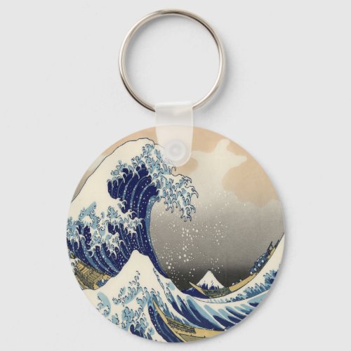 vintage japanese  art ocean landscape great wave keychain