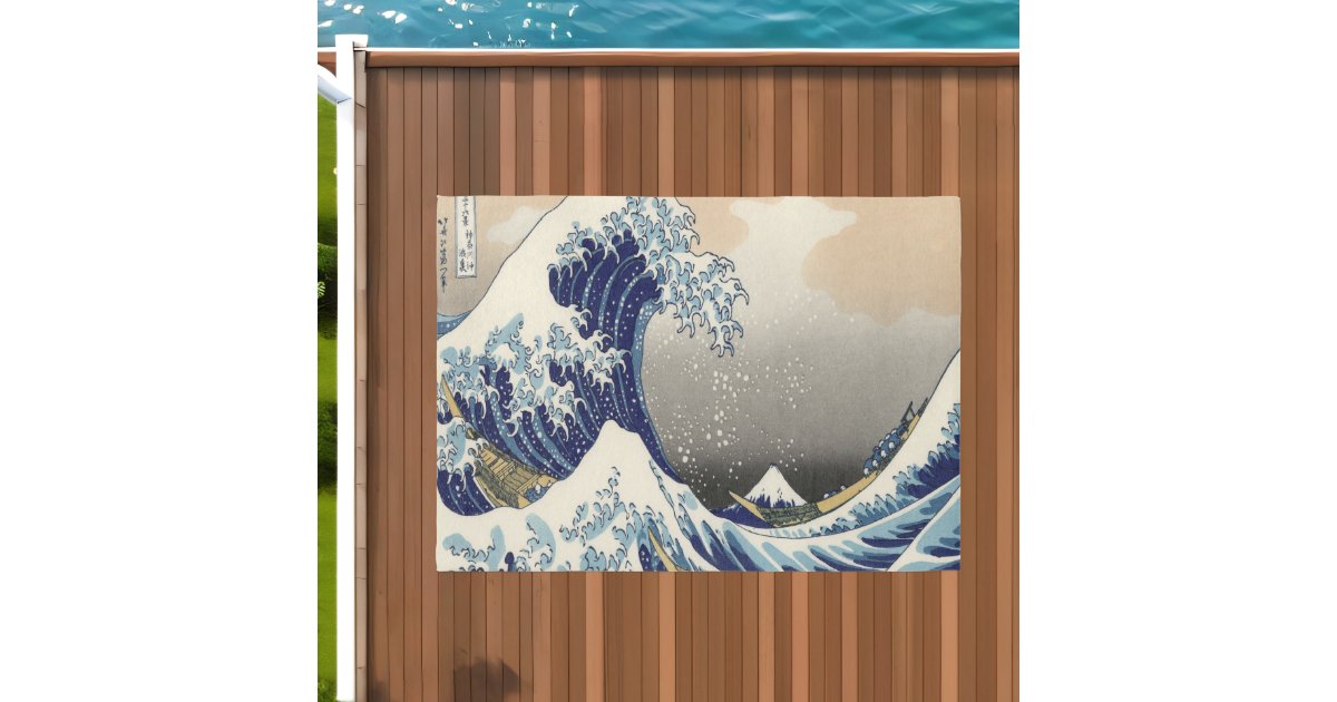 vintage japanese art ocean landscape great wave outdoor rug Zazzle