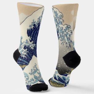 vintage japanese art ocean landscape great wave socks