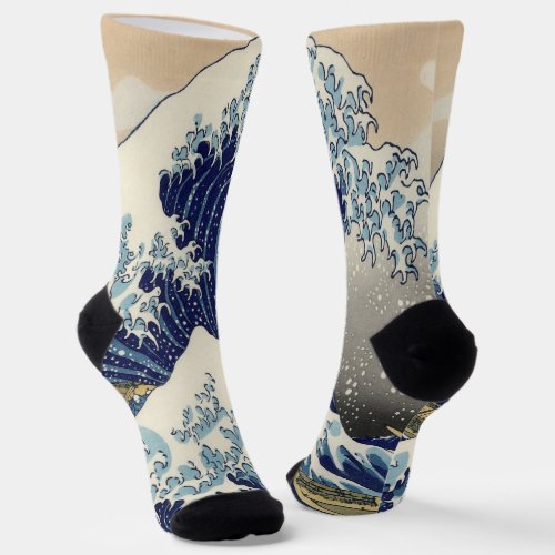vintage japanese  art ocean landscape great wave socks
