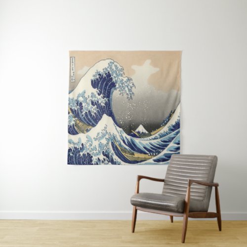 vintage japanese  art ocean landscape great wave tapestry