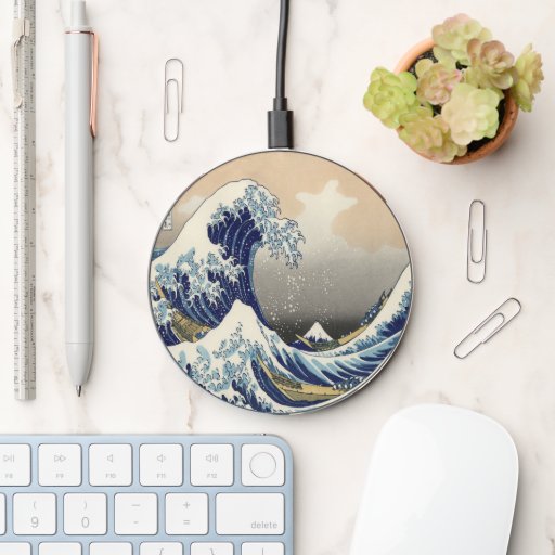 vintage japanese  art ocean landscape great wave wireless charger