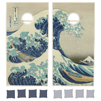 Vintage Japanese Art, The Great Wave by Hokusai Cornhole Set