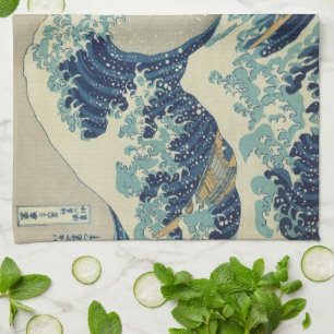 Vintage Japanese Art, The Great Wave by Hokusai Kitchen Towel