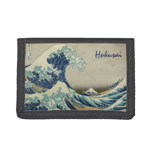 Vintage Japanese Art, The Great Wave by Hokusai Tri-fold Wallet