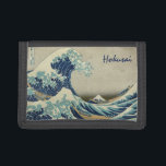 Vintage Japanese Art, The Great Wave by Hokusai Trifold Wallet<br><div class="desc">36 Views of Mount Fuji: The Great Wave Off the Coast of Kanagawa by Katsushika Hokusai from the Edo period, c. 1830. Asian vintage fine art nautical illustration featuring a maritime seascape of huge crashing tidal waves with boats of people and Mount Fuji in the distance. Although assumed to be...</div>