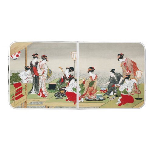 Vintage Japanese Art Utagawa Toyohiro Print Beer Pong Table