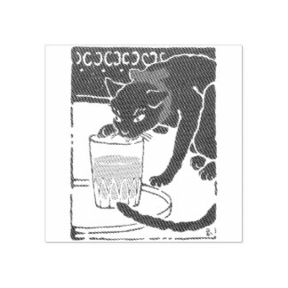Vintage Japanese Beer Cat Art Goyo Retro Rubber Stamp