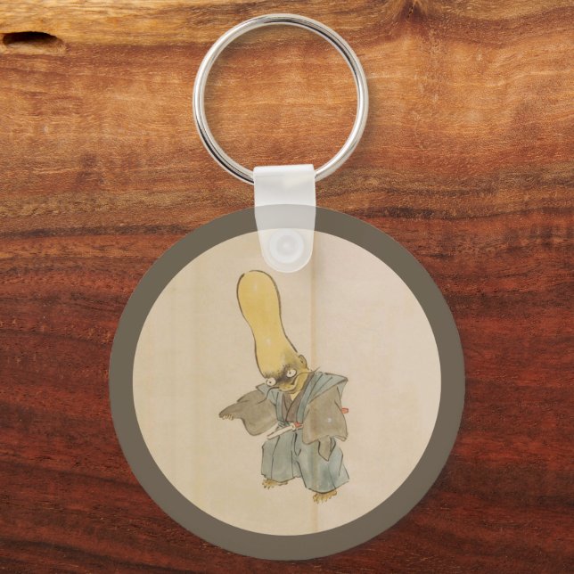 Vintage Japanese Big-Headed Yokai Swordsman Keychain (Front)