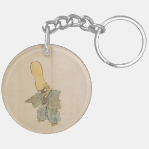 Vintage Japanese Big-Headed Yokai Swordsman Keychain