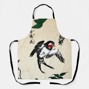 Vintage Japanese Bird and Wisteria Apron