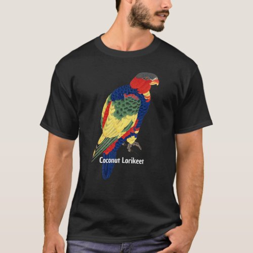 Vintage Japanese Bird Art Coconut Lorikeet T-Shirt