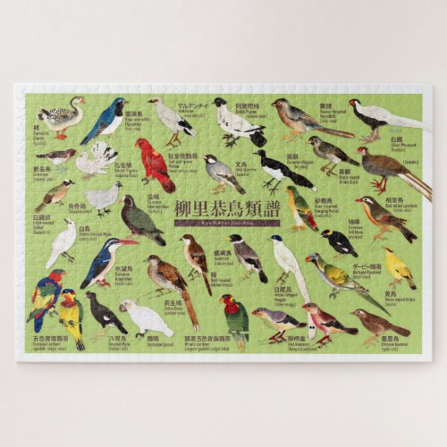 Vintage Japanese Bird Atlas Illustration Jigsaw Puzzle