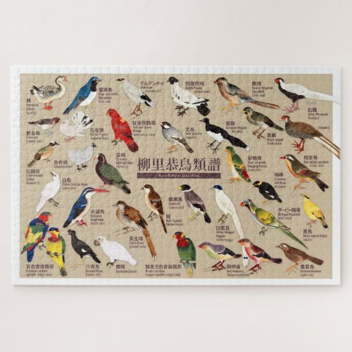 Vintage Japanese Bird Atlas Illustration Jigsaw Puzzle