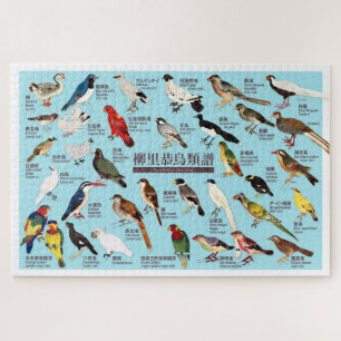 Vintage Japanese Bird Atlas Illustration Jigsaw Puzzle