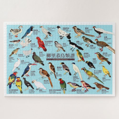 Vintage Japanese Bird Atlas Illustration Jigsaw Puzzle