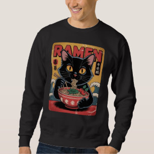 Vintage Japanese Black Cat Ramen T-Shirt  Sweatshirt