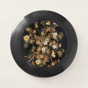 Vintage Japanese Black Gold Autumn Floral Art Wham-O Frisbee