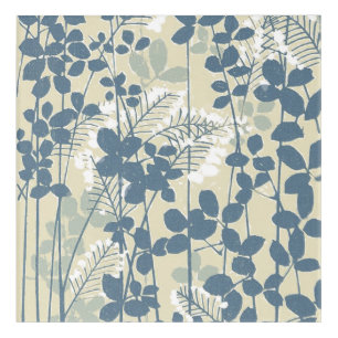 Vintage Japanese Blue Botanical: Cream Leaf Fern Acrylic Print