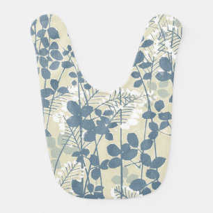 Vintage Japanese Blue Botanical: Cream Leaf Fern Bib