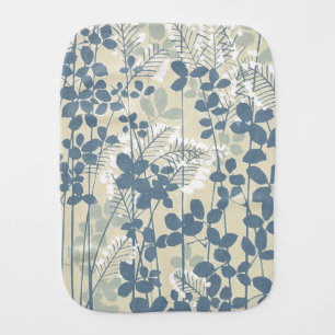 Vintage Japanese Blue Botanical: Cream Leaf Fern Burp Cloth