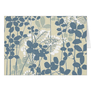 Vintage Japanese Blue Botanical: Cream Leaf Fern Cards